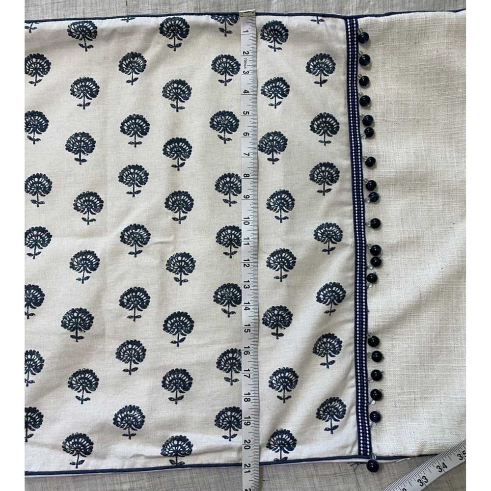 Eastern Accents Pillow Sham White Blue Glass Beads Floral Very Soft Linen Blend? - Picture 8 of 9